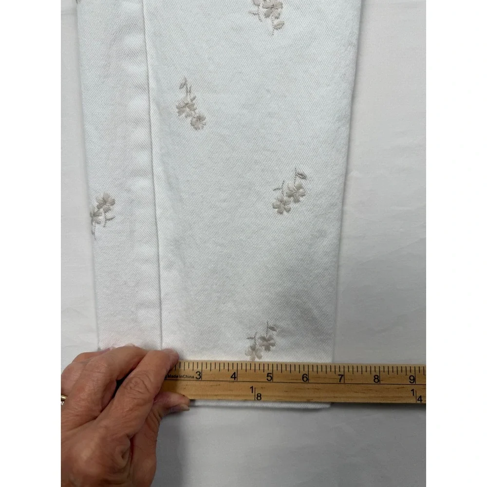Seven7 Floral Embroidered Skinny‎ Jeans Womens 6 White Excellent High Rise Pants